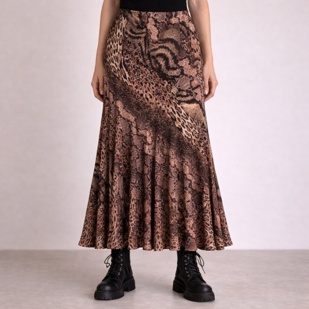 Joseph Ribkoff Y2K Mermaid Maxi Skirt Mixed Animal Print Slinky Stretch Sz 18